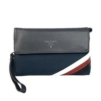 2014 Prada Nylon Fabric Clutch 770221 Blue&Black for sale